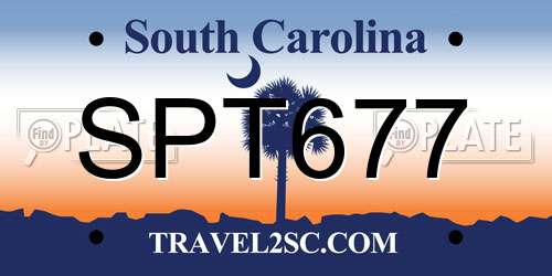 SPT677 South Carolina License Plate
