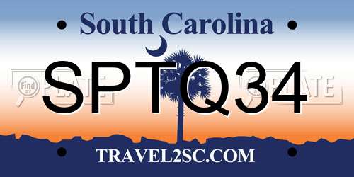 SPTQ34 South Carolina License Plate