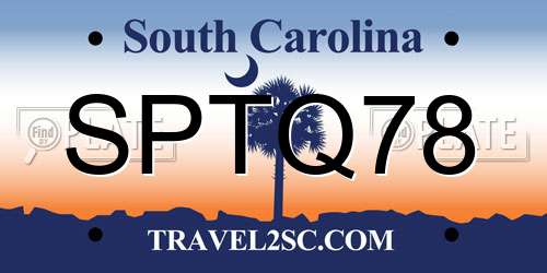 SPTQ78 South Carolina License Plate