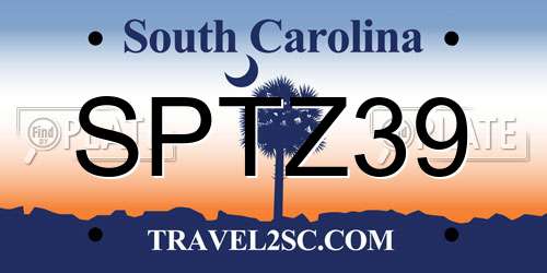 SPTZ39 South Carolina License Plate