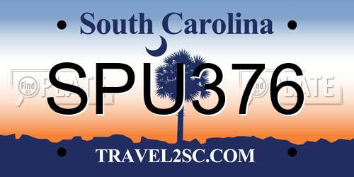 SPU376 South Carolina License Plate