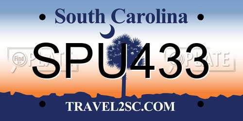 SPU433 South Carolina License Plate