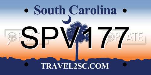 SPV177 South Carolina License Plate