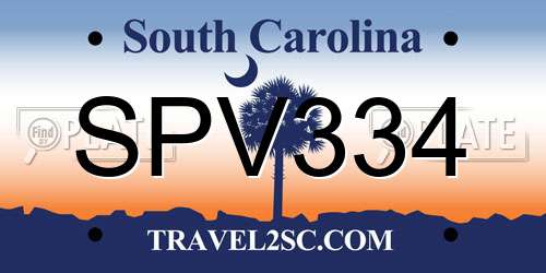SPV334 South Carolina License Plate