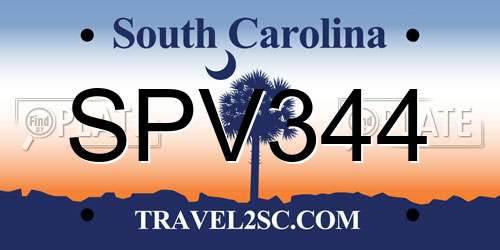 SPV344 South Carolina License Plate