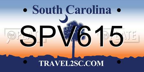 SPV615 South Carolina License Plate