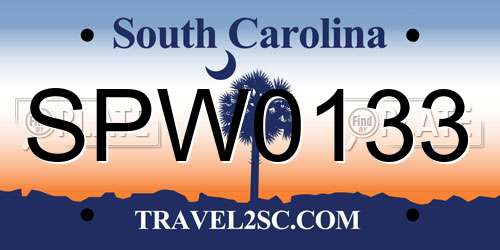SPW0133 South Carolina License Plate