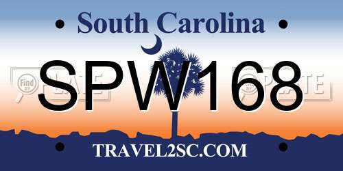 SPW168 South Carolina License Plate