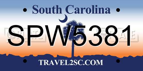 SPW5381 South Carolina License Plate