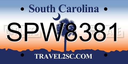 SPW8381 South Carolina License Plate