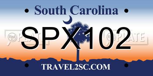 SPX102 South Carolina License Plate