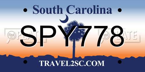 SPY778 South Carolina License Plate