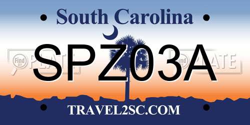 SPZ03A South Carolina License Plate