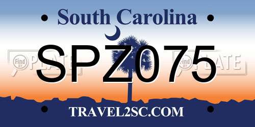 SPZ075 South Carolina License Plate