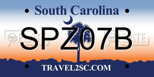 SPZ07B South Carolina License Plate