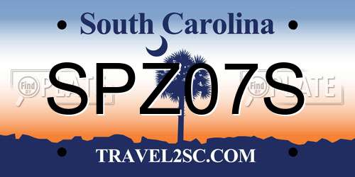 SPZ07S South Carolina License Plate