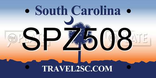SPZ508 South Carolina License Plate