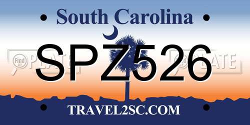 SPZ526 South Carolina License Plate