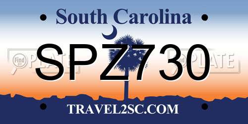 SPZ730 South Carolina License Plate