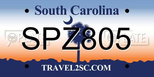 SPZ805 South Carolina License Plate