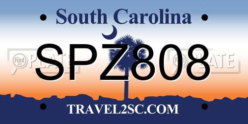 SPZ808 South Carolina License Plate