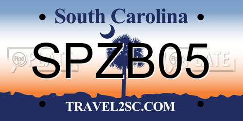 SPZB05 South Carolina License Plate