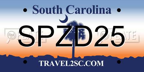SPZD25 South Carolina License Plate