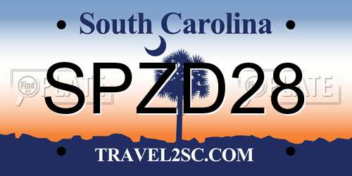 SPZD28 South Carolina License Plate