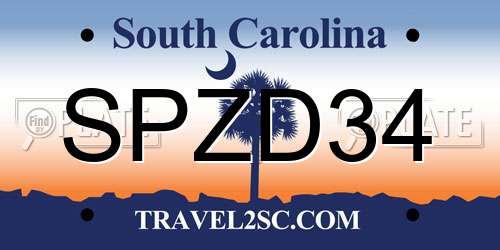 SPZD34 South Carolina License Plate