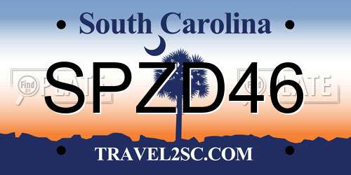 SPZD46 South Carolina License Plate