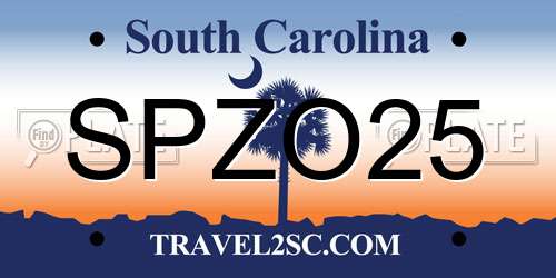SPZO25 South Carolina License Plate