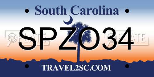 SPZO34 South Carolina License Plate