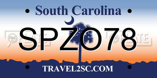SPZO78 South Carolina License Plate
