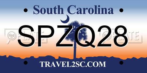SPZQ28 South Carolina License Plate