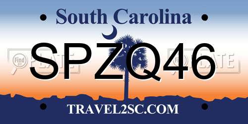 SPZQ46 South Carolina License Plate