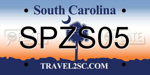 SPZS05 South Carolina License Plate