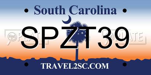 SPZT39 South Carolina License Plate