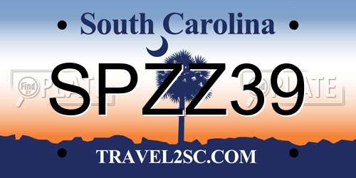 SPZZ39 South Carolina License Plate