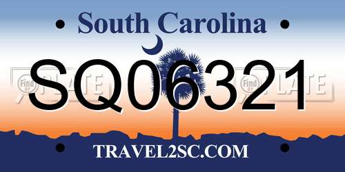 SQ06321 South Carolina License Plate