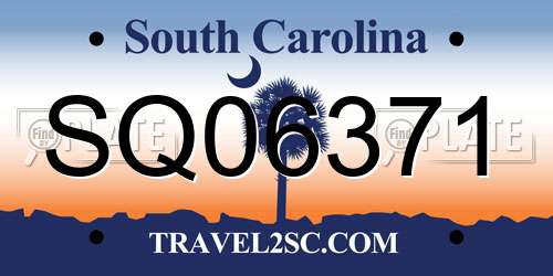 SQ06371 South Carolina License Plate
