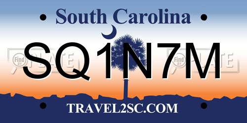 SQ1N7M South Carolina License Plate