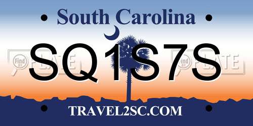 SQ1S7S South Carolina License Plate