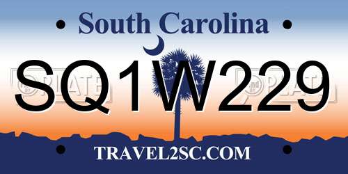 SQ1W229 South Carolina License Plate