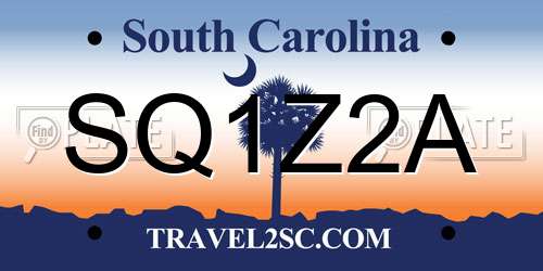 SQ1Z2A South Carolina License Plate