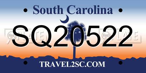 SQ20522 South Carolina License Plate