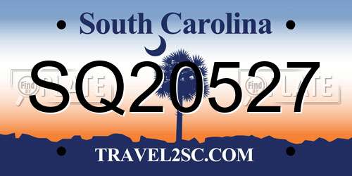 SQ20527 South Carolina License Plate