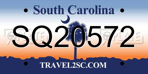 SQ20572 South Carolina License Plate