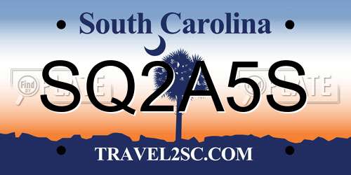SQ2A5S South Carolina License Plate