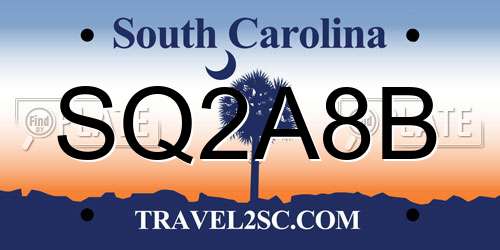 SQ2A8B South Carolina License Plate