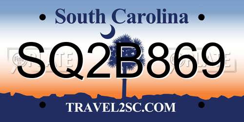 SQ2B869 South Carolina License Plate